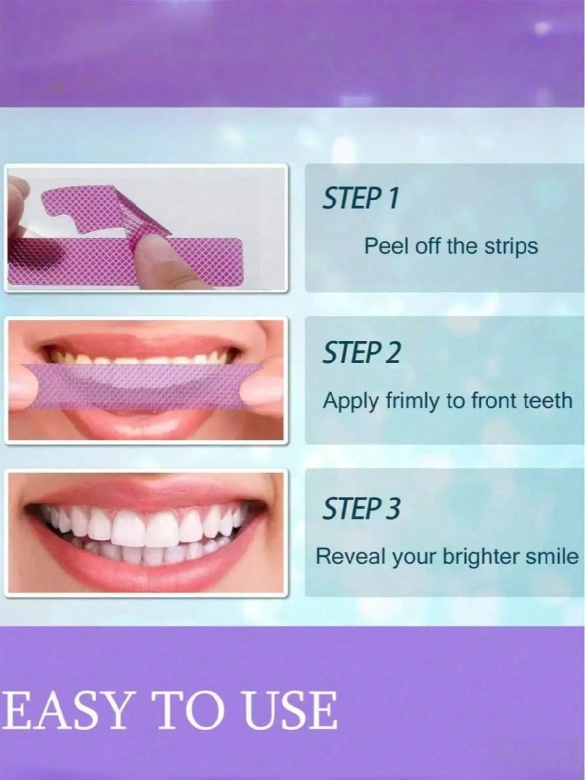 Purple Teeth Whitening Strips Fresh Breath Remove Stains Tooth Brightening Stickers Protable Teeth Whitening Product
